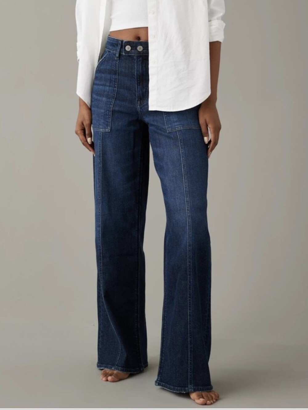 American Eagle Dreamy Drape Super High-Rise Baggy Wide Leg Jeans 20 SHORT NWT
